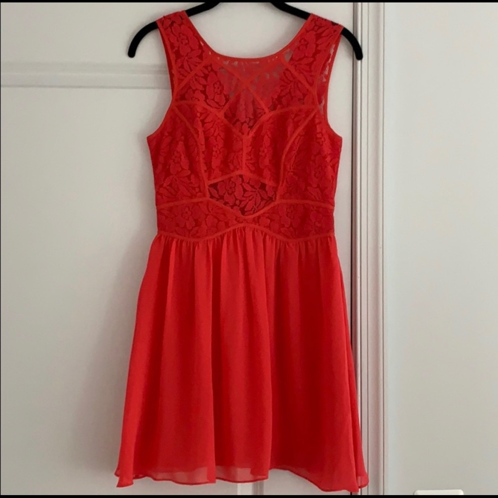 BCBG Pink Floral Lace Dress